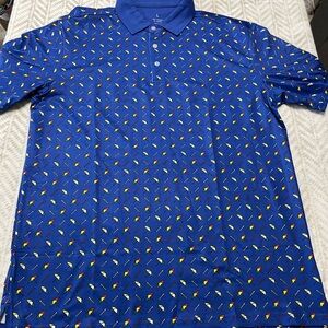 Blue Patterned Men's Golf Polo L Shirt